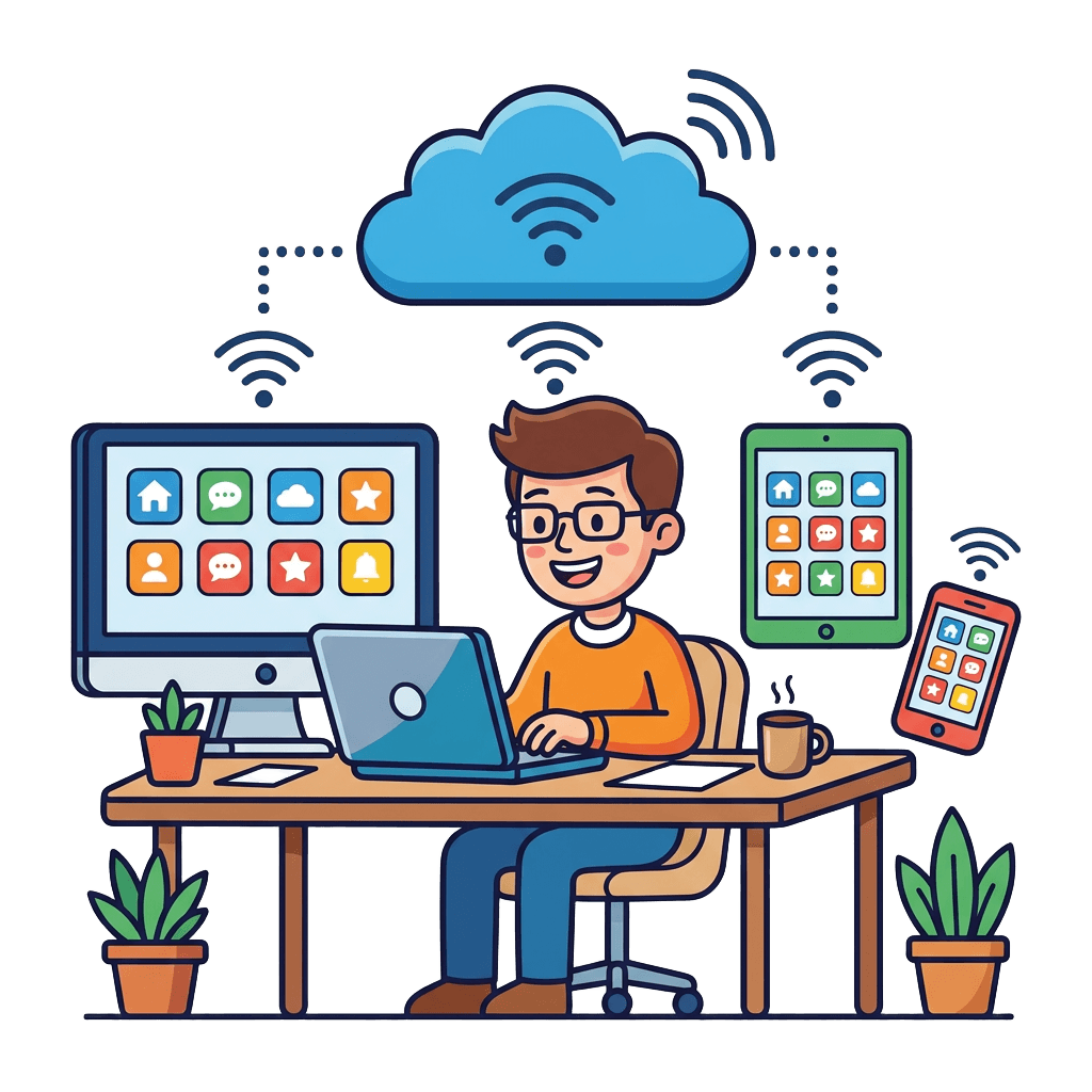 Odoo ERP auf verschiedenen Geräten – Laptop, Tablet und Smartphone